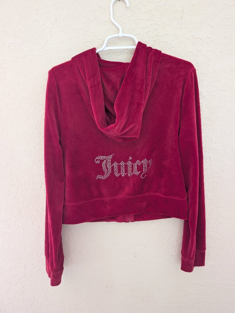 Juicy Couture Velour Track Jacket Size L Red Rhinestone Bling